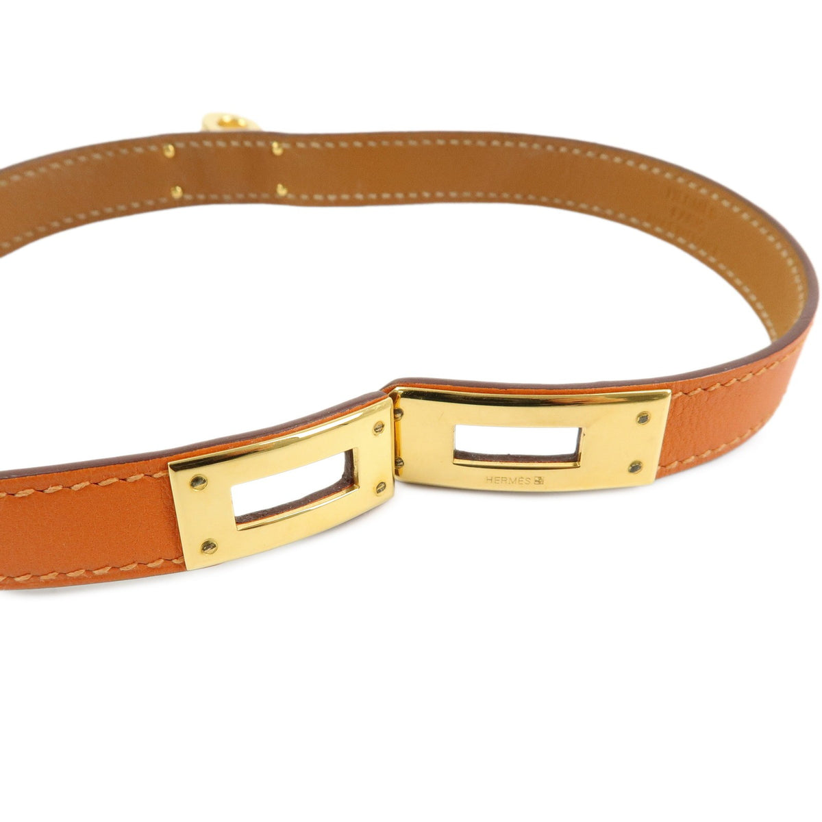 Hermes Kelly Double Tour Leather Orange Leather Bracelet Jewelry (Pre-Owned)