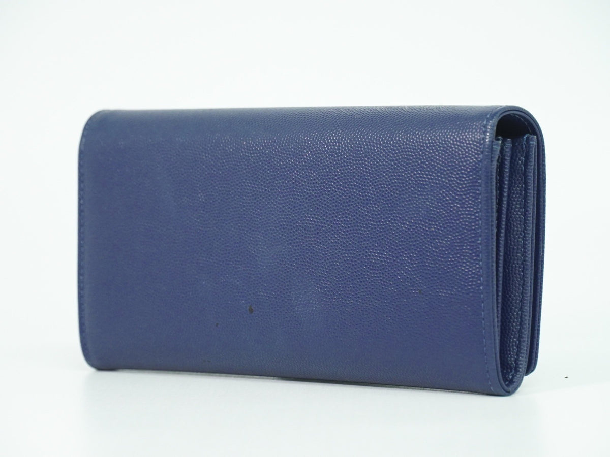 Chanel Deauville Flap Caviar Navy Leather Wallets Accessory (Pre-Owned)