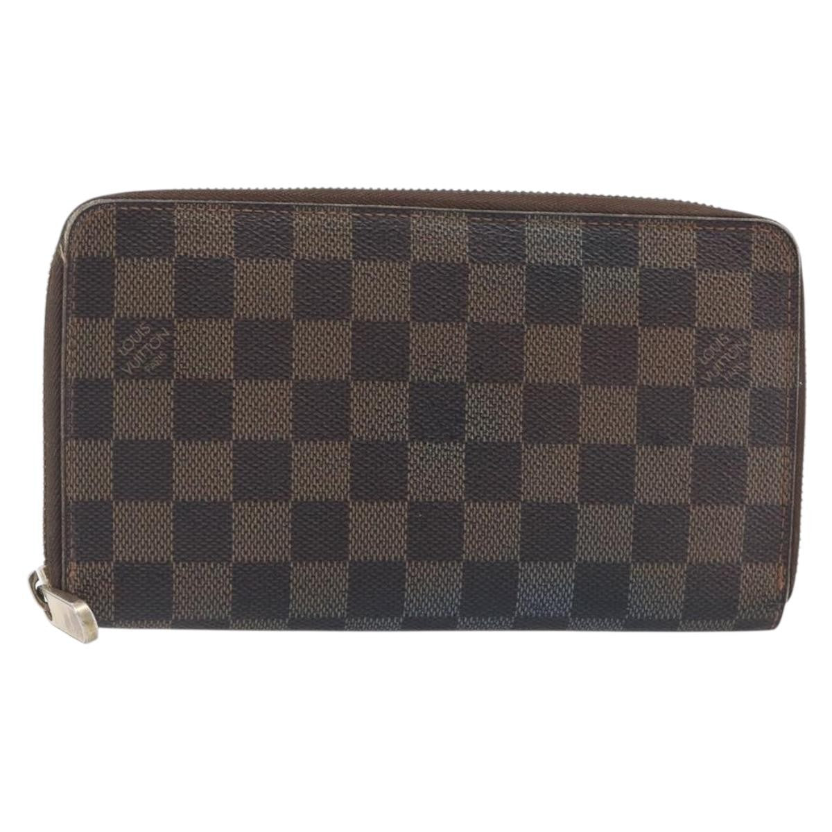 Louis Vuitton Zippy Organizer Damier Brown Canvas Wallets Accessory (Pre-Owned)