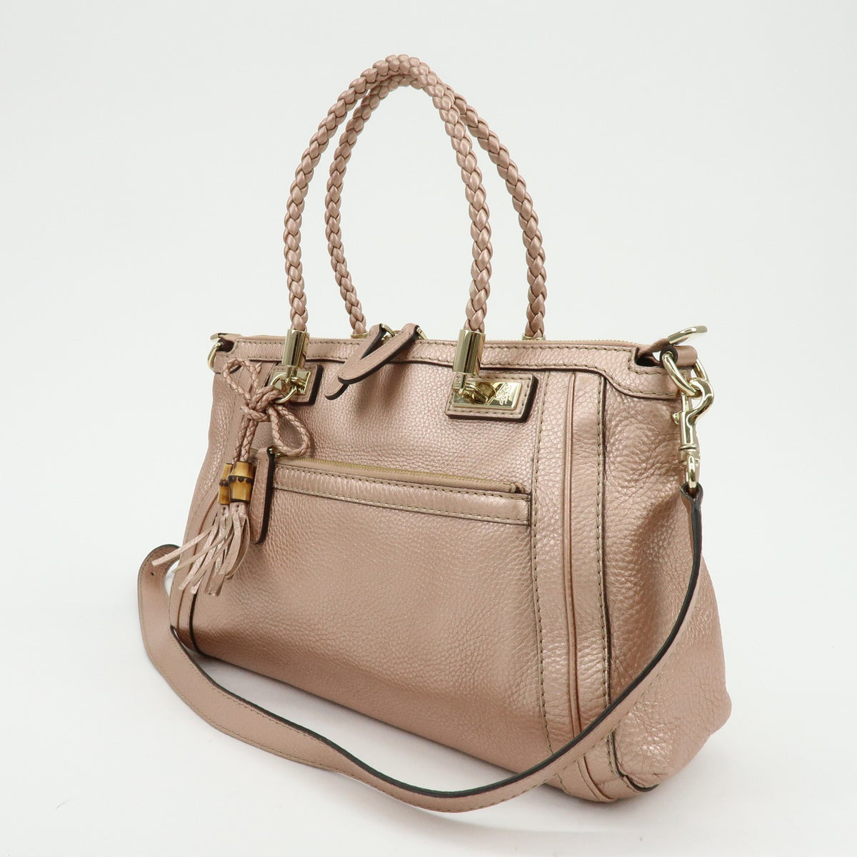 Gucci Bella Convertible Top Handle Leather Pink Leather Handbag (Pre-Owned)