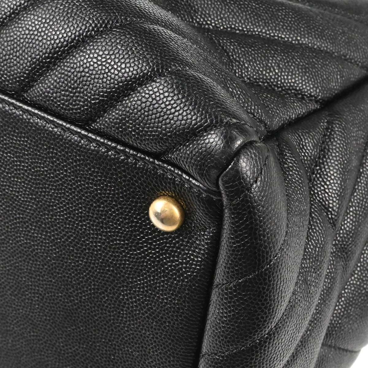 Chanel Shopping Quilted Knit Pluto Glitter Black Calfskin Handbag (Pre-Owned)