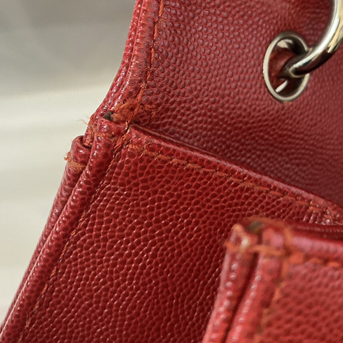 Chanel Vintage Cc Flap Top Handle Calfskin Leather Red Calfskin Bag (Pre-Owned)
