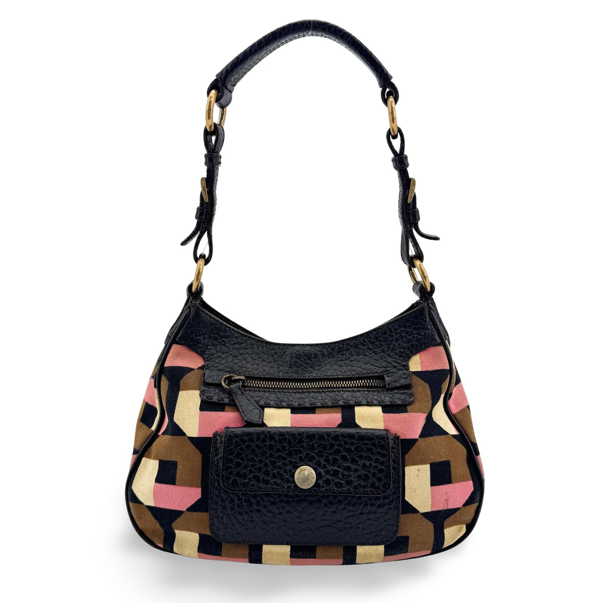 Prada Shoulder Canvas And Leather Black Canvas Shoulder Bag Bag (Pre-Owned)
