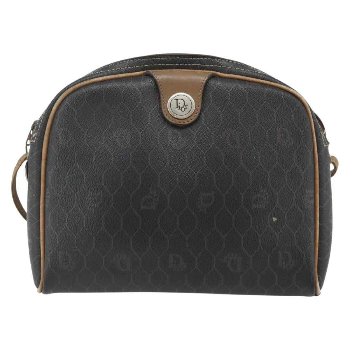 Christian Dior Vintage Honeycomb Canvas Black Canvas Shoulder Bag Bag (Pre-Owned)