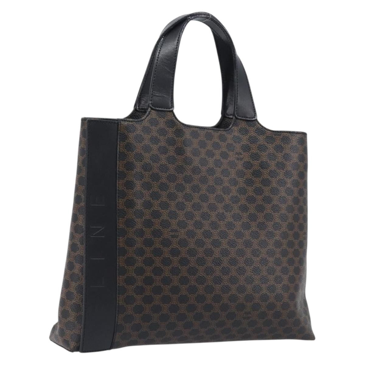 Celine Vintage Macadam Canvas And Leather Black Canvas Handbag (Pre-Owned)