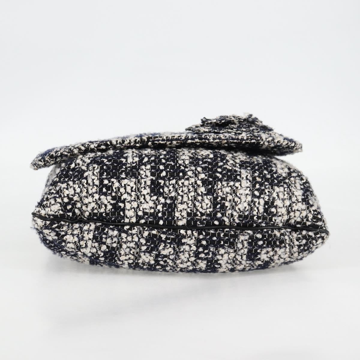 Chanel Camellia Messenger Tweed Black Tweed Shoulder Bag Bag (Pre-Owned)