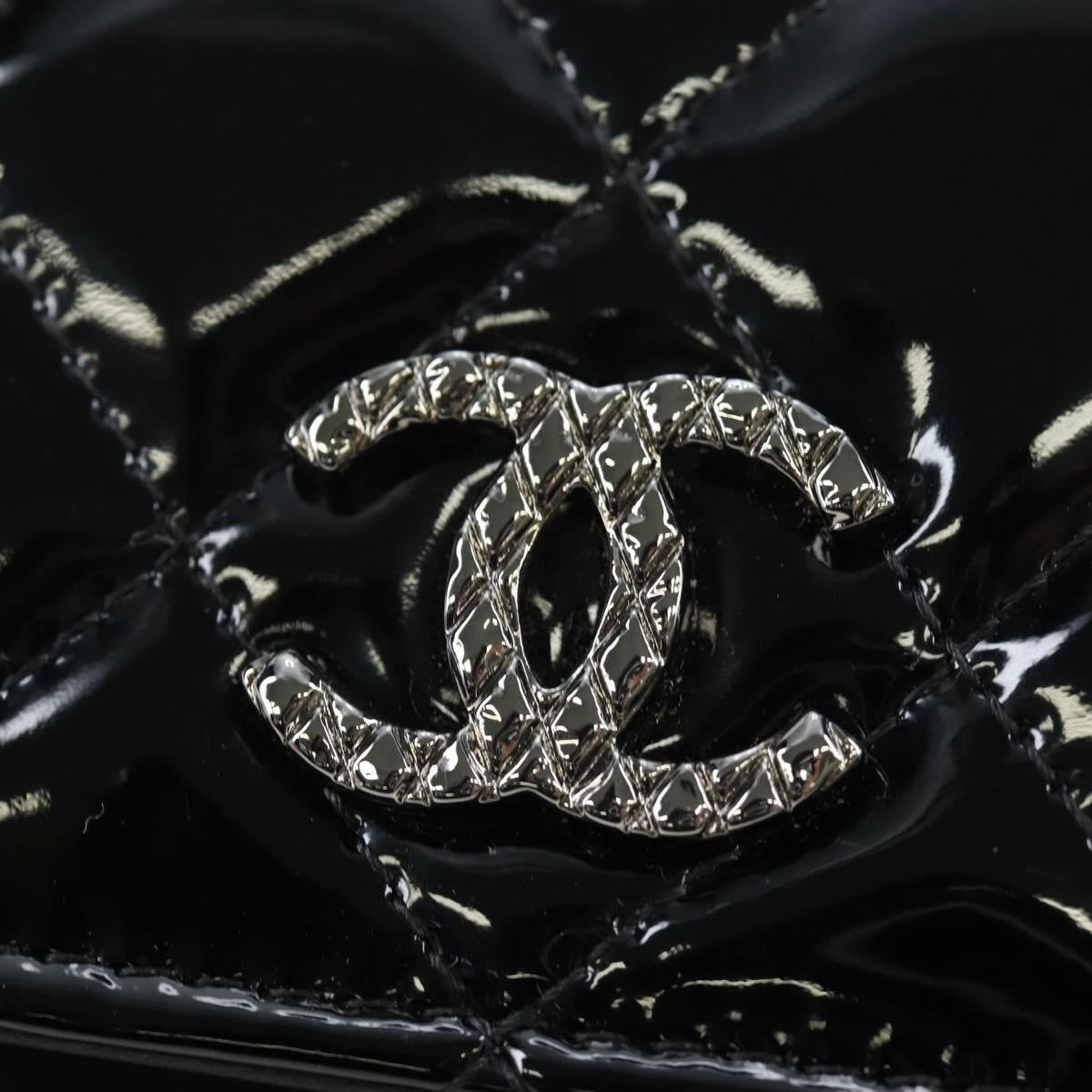 Chanel Cc French Flap Quilted Patent Leather Black Patent_Leather Wallets Accessory (Pre-Owned)