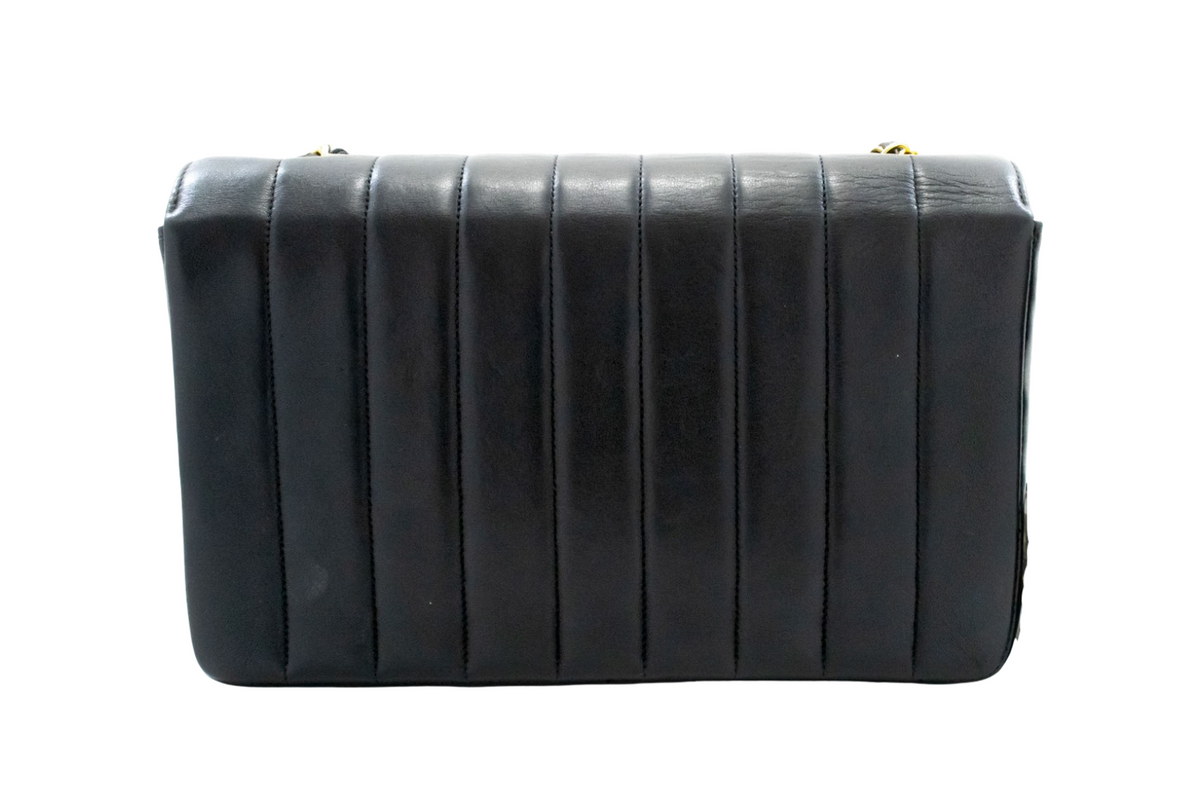 Chanel Mademoiselle Vintage Flap Lambskin Black Leather Shoulder Bag Bag (Pre-Owned)