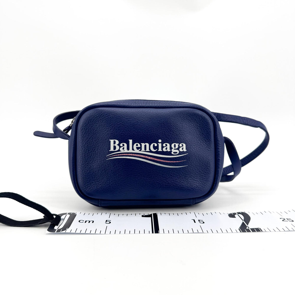 Balenciaga Everyday Camera Printed Leather Blue Leather Handbag (Pre-Owned)