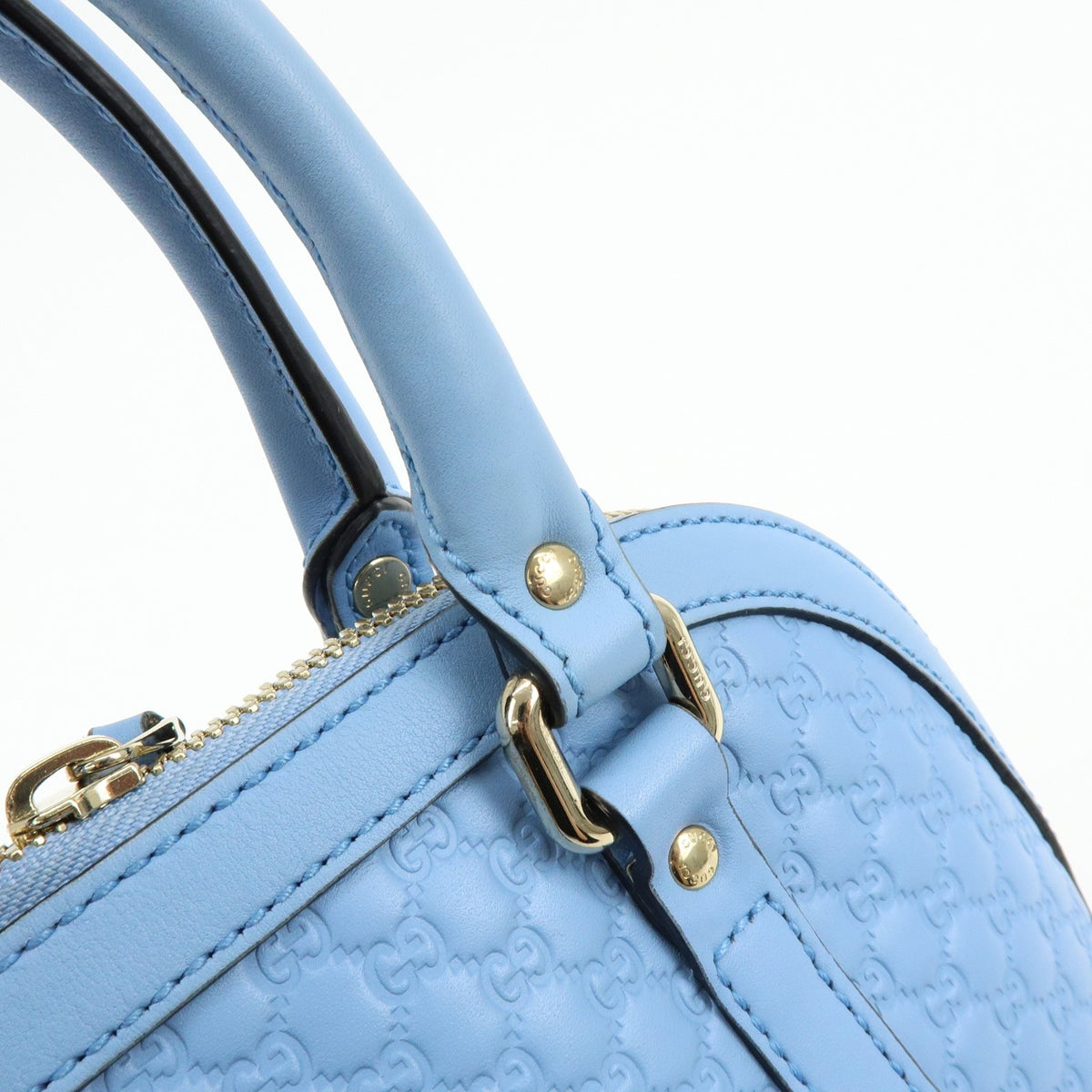Gucci Convertible Dome Satchel Microguccissima Leather Blue Leather Handbag (Pre-Owned)