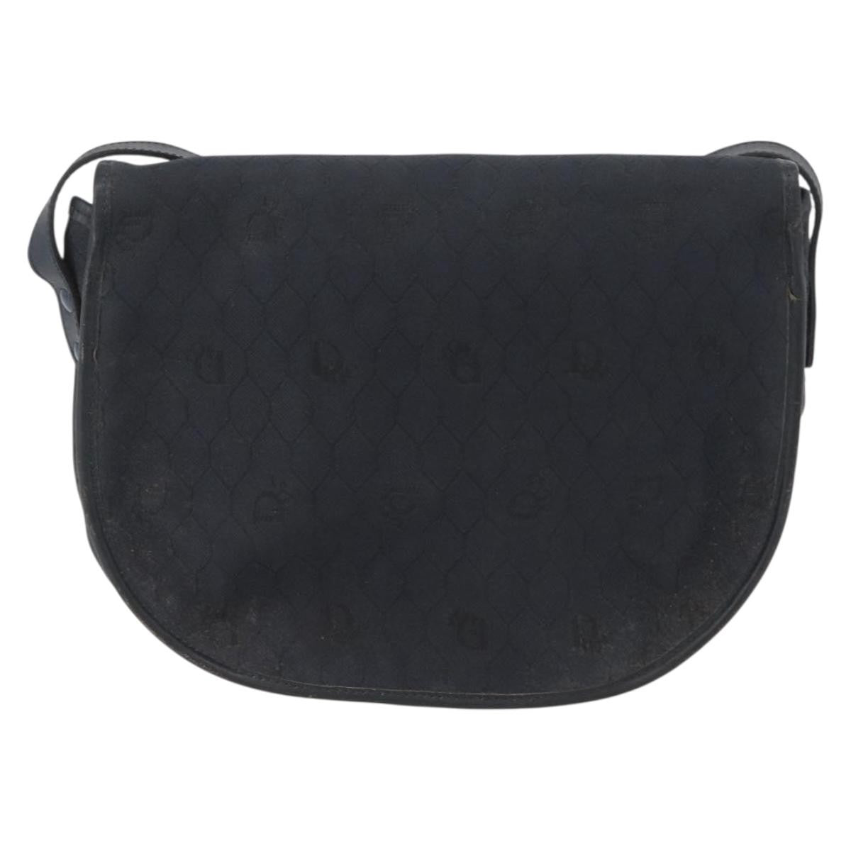 Christian Dior Vintage Honeycomb Flap Canvas And Leather Black Canvas Shoulder Bag Bag (Pre-Owned)