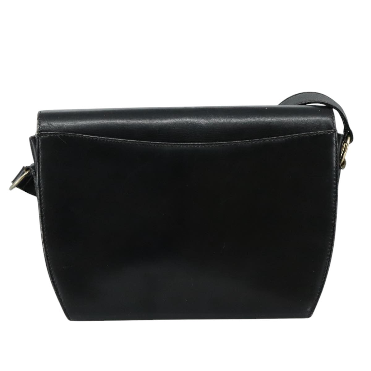 Salvatore Ferragamo Gancini Flap Leather Black Leather Shoulder Bag Bag (Pre-Owned)