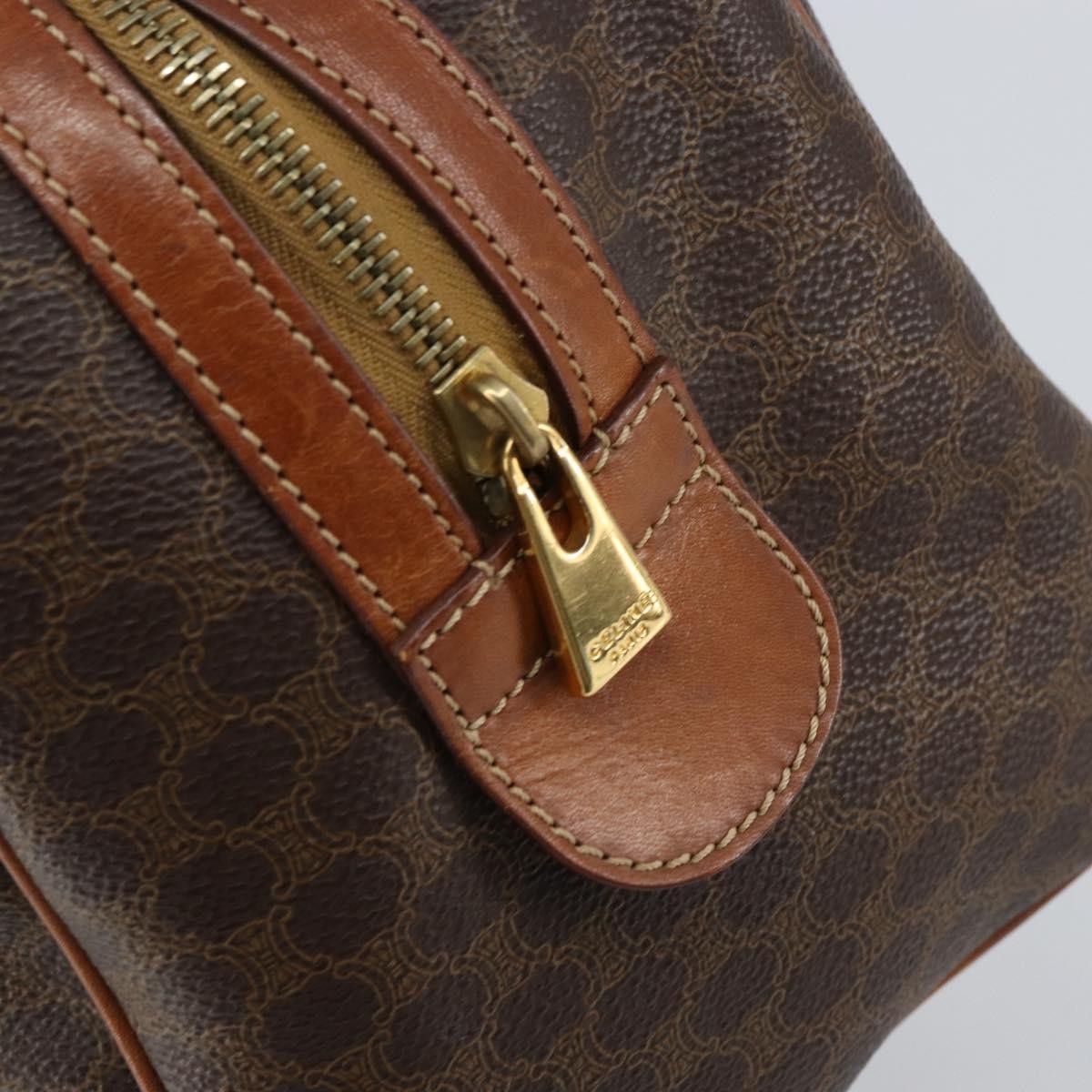 Celine Vintage Macadam Boston Canvas Brown Canvas Handbag (Pre-Owned)