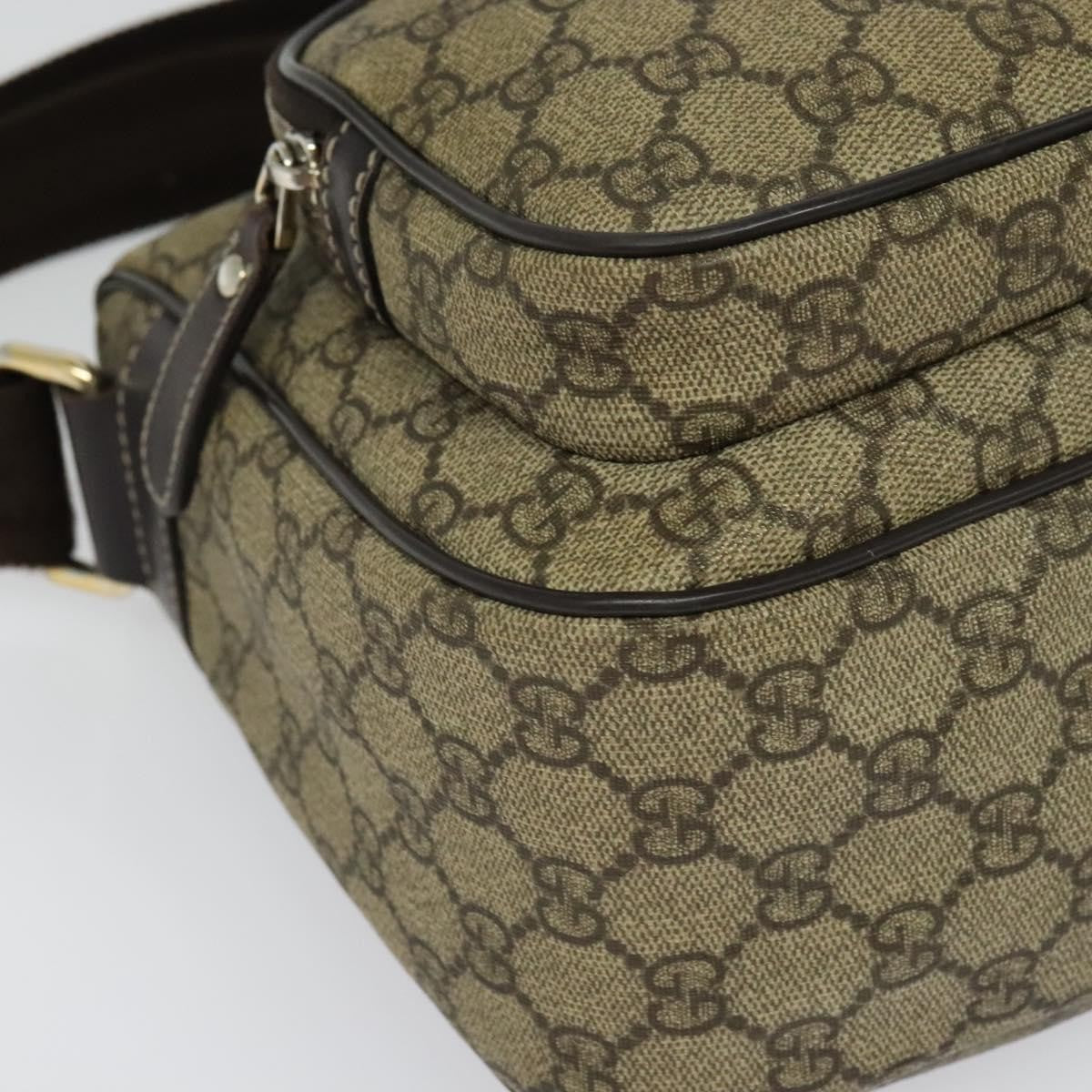 Gucci Double Pocket Messenger Gg Coated Canvas Beige Canvas Handbag (Pre-Owned)