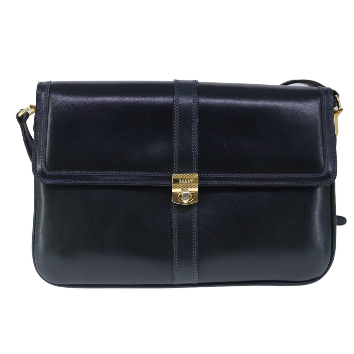 Bally Vintage Leather Black Leather Shoulder Bag Bag (Pre-Owned)
