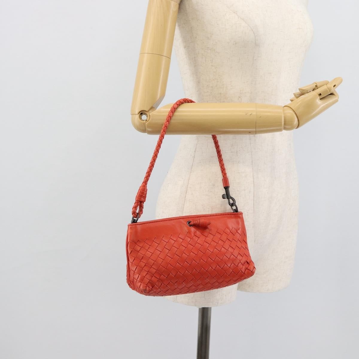 Bottega Veneta Zip Clutch Leather With Intrecciato Snakeskin Detail Red Leather Clutche & Pouche Bag (Pre-Owned)