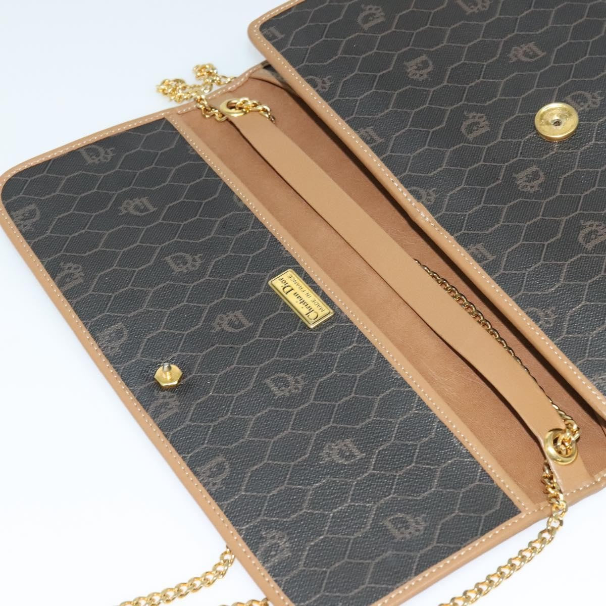 Christian Dior Vintage Honeycomb Chain Canvas Black Canvas Shoulder Bag Bag (Pre-Owned)