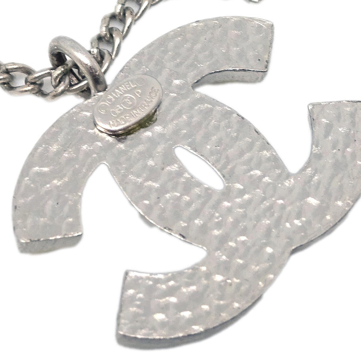 Chanel Cc Logo Pendant Metal Silver Silver_Plated Necklace Jewelry (Pre-Owned)