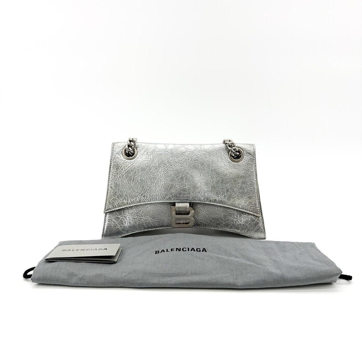 Balenciaga Crush Charm Chain Flap Leather Silver Leather Shoulder Bag Bag (Pre-Owned)