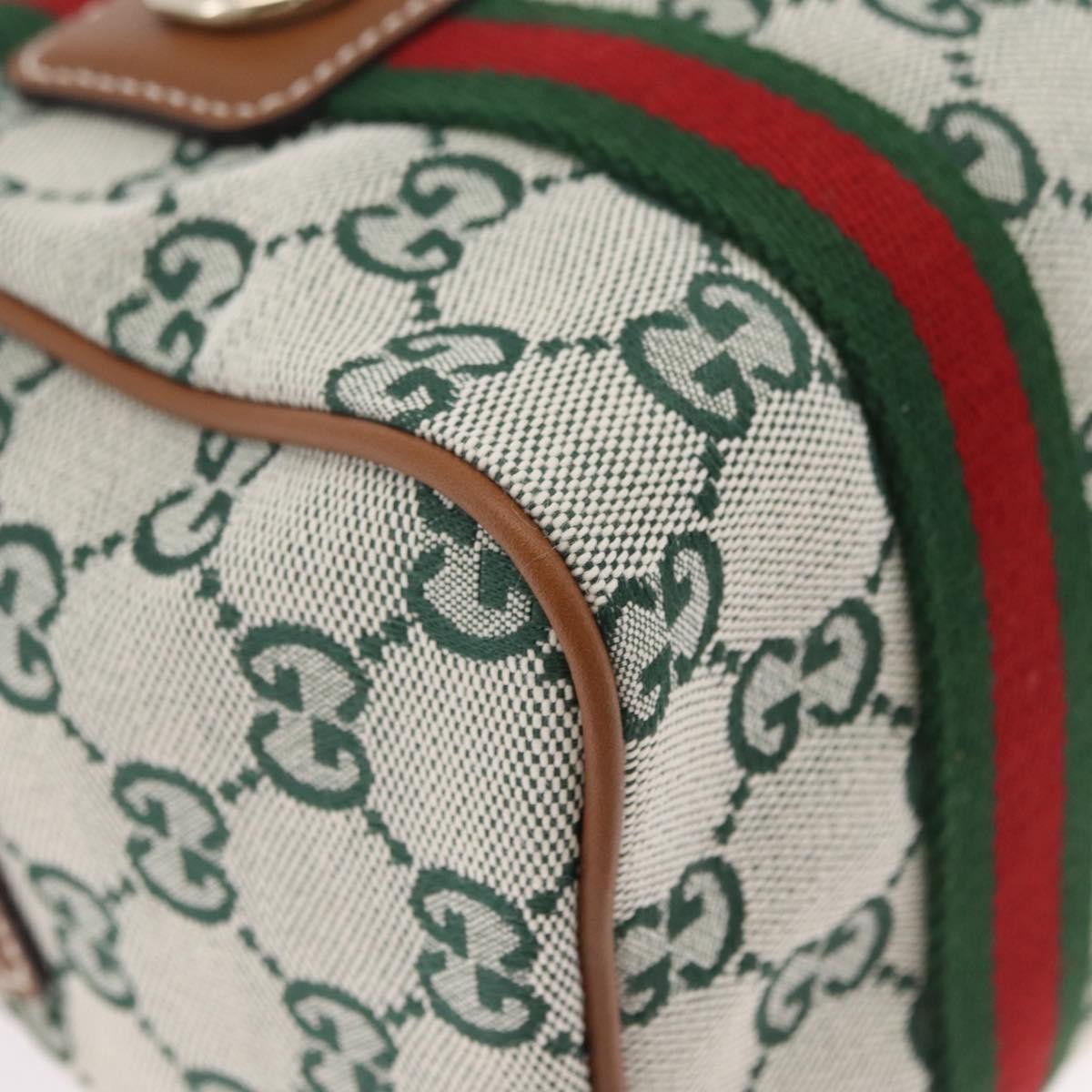 Gucci Web Boston Gg Canvas Green Canvas Handbag (Pre-Owned)