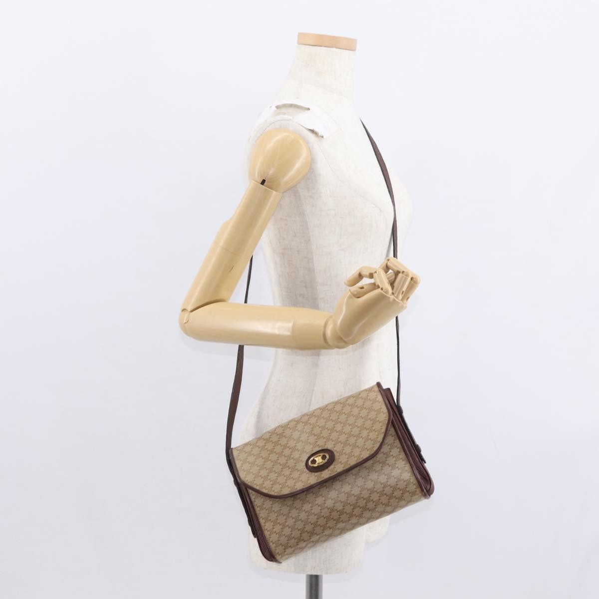 Celine Vintage Macadam Canvas And Leather Beige Canvas Shoulder Bag Bag (Pre-Owned)