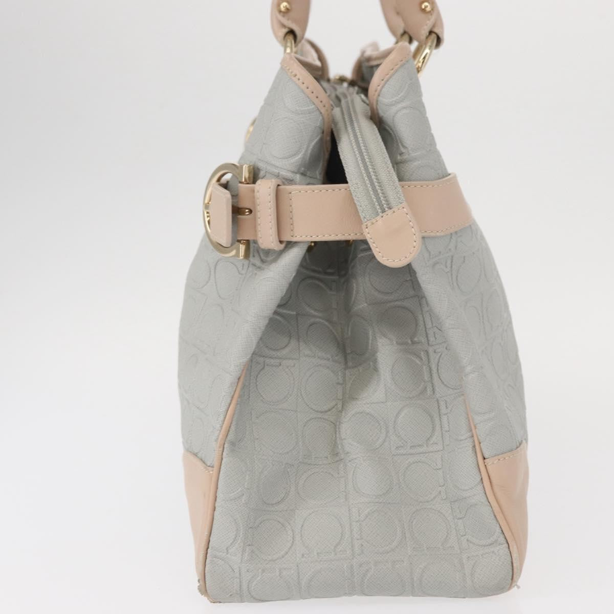 Salvatore Ferragamo Gancini Tote Leather Gray Leather Tote Bag Bag (Pre-Owned)
