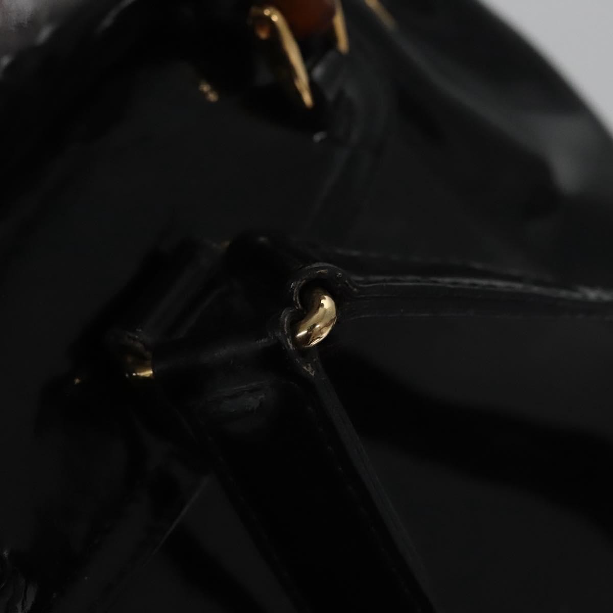 Gucci Vintage Bamboo Patent Black Patent_Leather Backpack Bag (Pre-Owned)