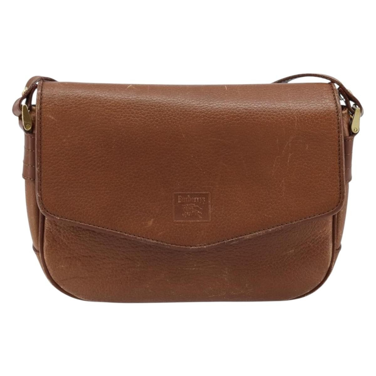 Burberry Flap Shoulder Leather Brown Leather Shoulder Bag Bag (Pre-Owned)