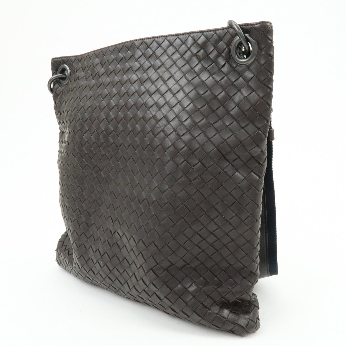Bottega Veneta Flat Messenger Intrecciato Nappa Brown Leather Handbag (Pre-Owned)