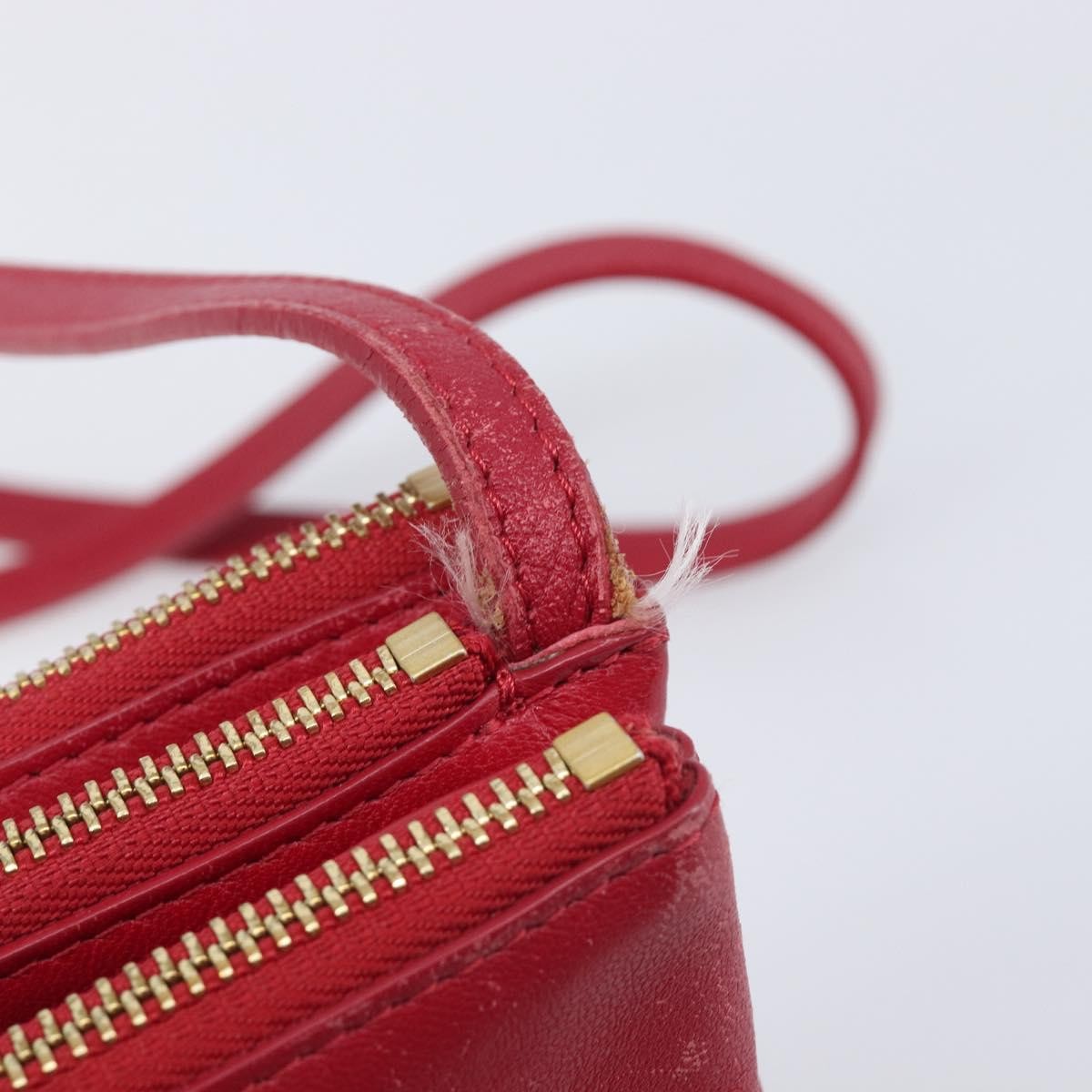 Celine Trio Leather Red Leather Crossbody Bag Bag (Pre-Owned)