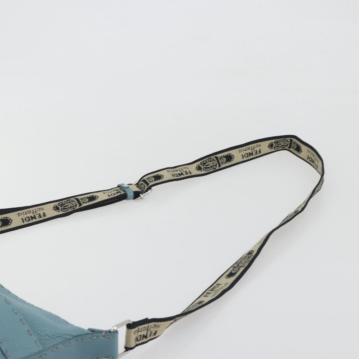 Fendi Vintage Selleria Zip Messenger Leather Blue Leather Shoulder Bag Bag (Pre-Owned)