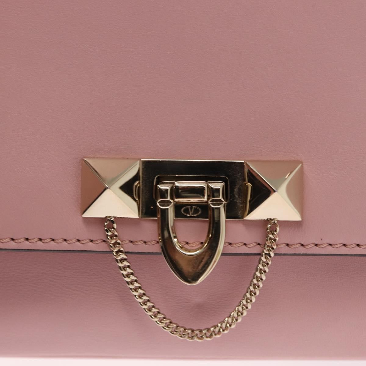 Valentino Garavani Demilune Flap Satchel Leather Pink Leather Handbag (Pre-Owned)