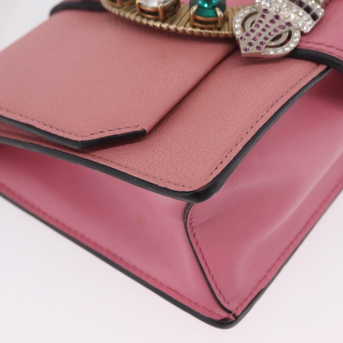 Miu Miu Madras Crystal Buckle Leather Pink Leather Shoulder Bag Bag (Pre-Owned)