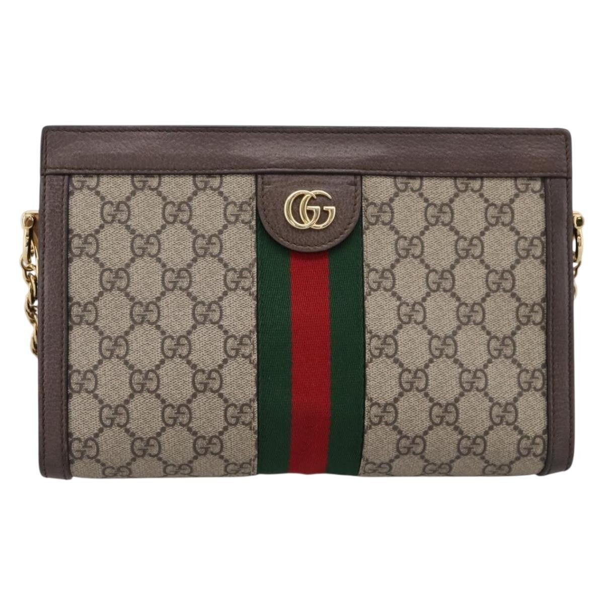 Gucci Ophidia Chain Gg Coated Canvas Beige Canvas Shoulder Bag Bag (Pre-Owned)