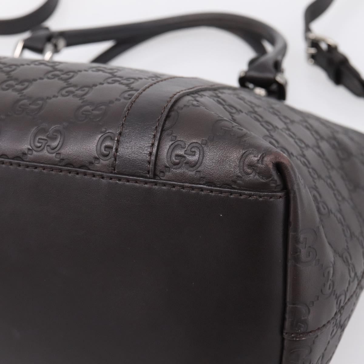 Gucci Gg Charm Convertible Dome Satchel Guccissima Leather Brown Leather Handbag (Pre-Owned)