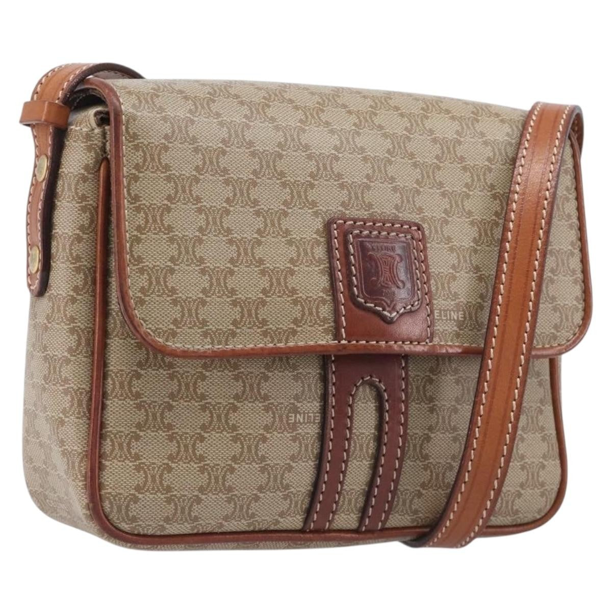 Celine Macadam Shoulder Canvas Beige Canvas Crossbody Bag Bag (Pre-Owned)