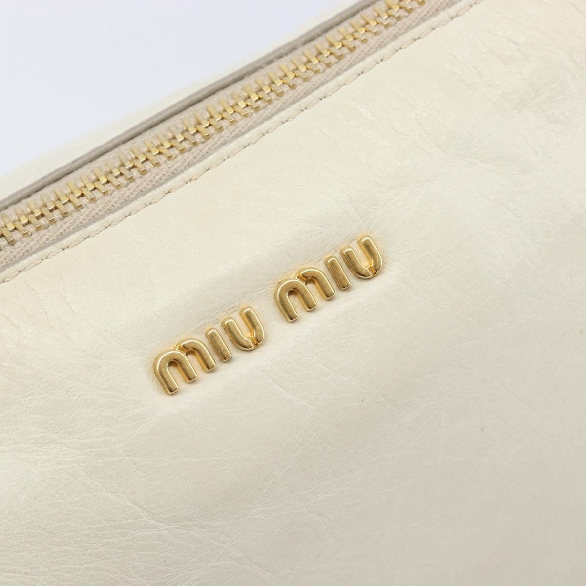 Miu Miu Beau Top Handle Leather White Leather Handbag (Pre-Owned)