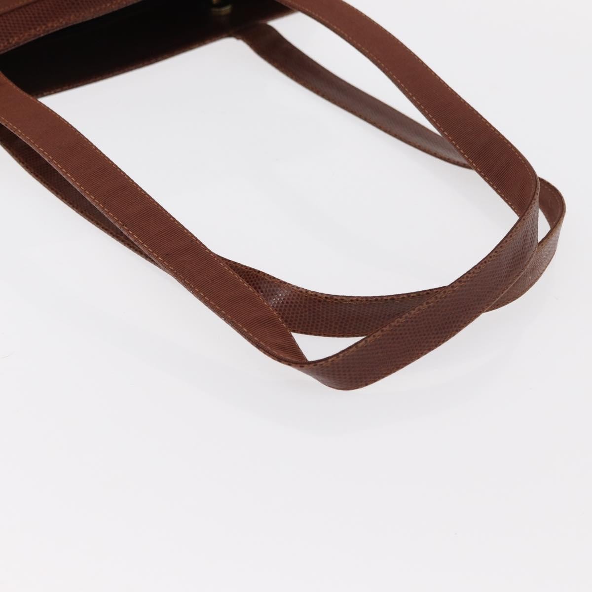 Salvatore Ferragamo Vintage Vara Bow Tote Lizard Embossed Leather Brown Leather Tote Bag Bag (Pre-Owned)