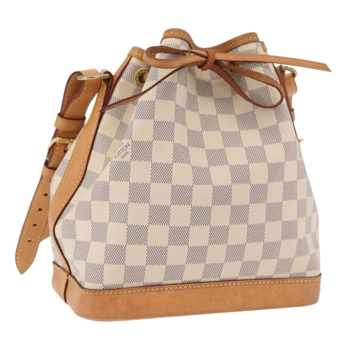 Louis Vuitton Noe Damier Ebene White Canvas Handbag (Pre-Owned)