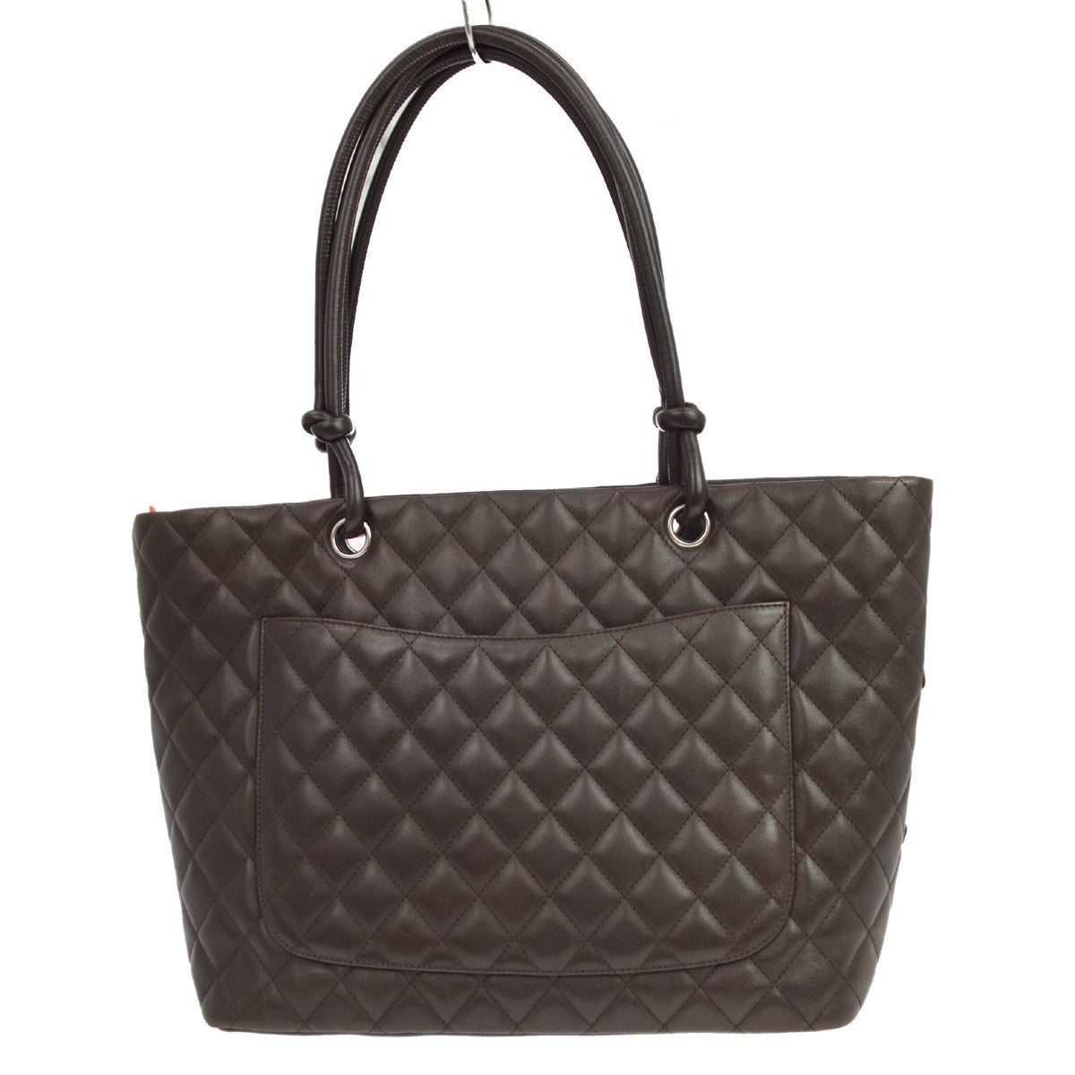 Chanel Cambon Tote Quilted Leather Brown Leather Tote Bag Bag (Pre-Owned)