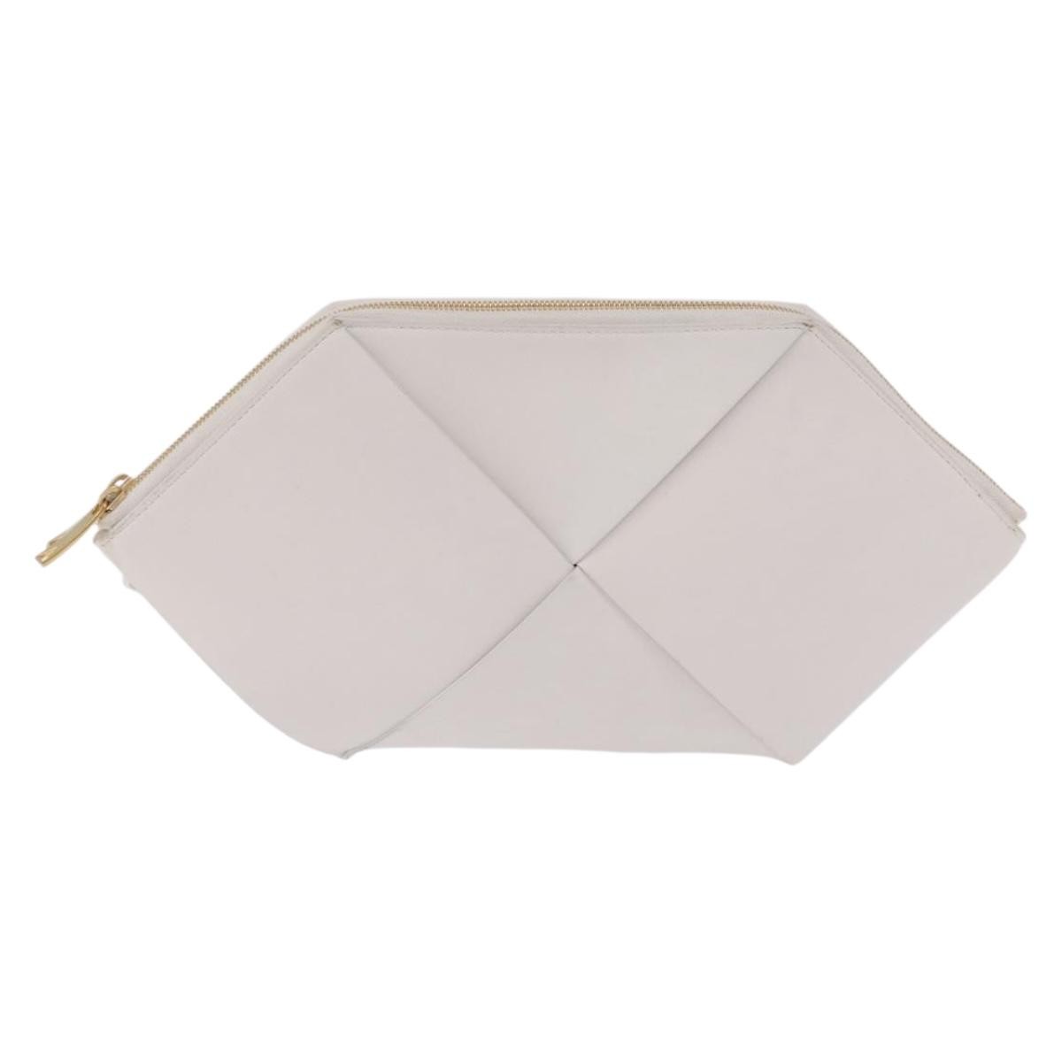Bottega Veneta Nappa19 Pouch With Strap Maxi Intrecciato Leather White Leather Clutche & Pouche Bag (Pre-Owned)