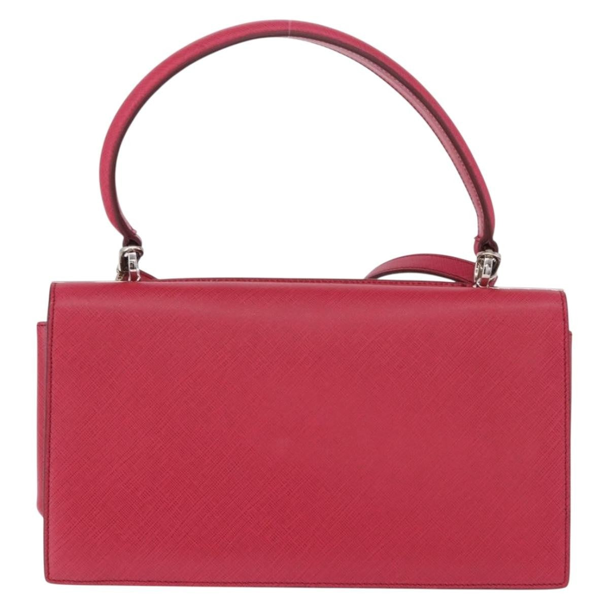 Salvatore Ferragamo Gancini Convertible Top Handle Saffiano Leather Pink Leather Handbag (Pre-Owned)