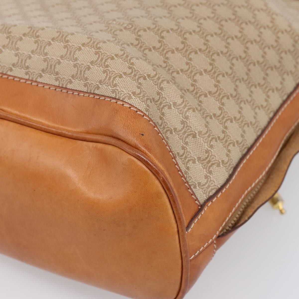 Celine Macadam Leather Beige Canvas Shoulder Bag Bag (Pre-Owned)