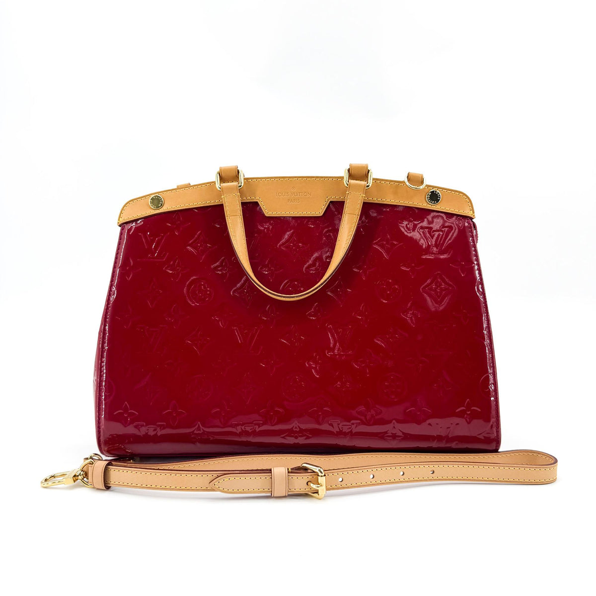 Louis Vuitton Sherwood Monogram Vernis Beige Patent_Leather Handbag (Pre-Owned)