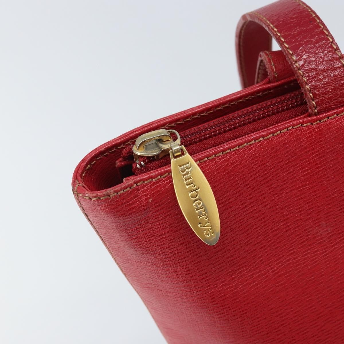 Burberry Vintage Vintage Check Coated Canvas Red Leather Tote Bag Bag (Pre-Owned)
