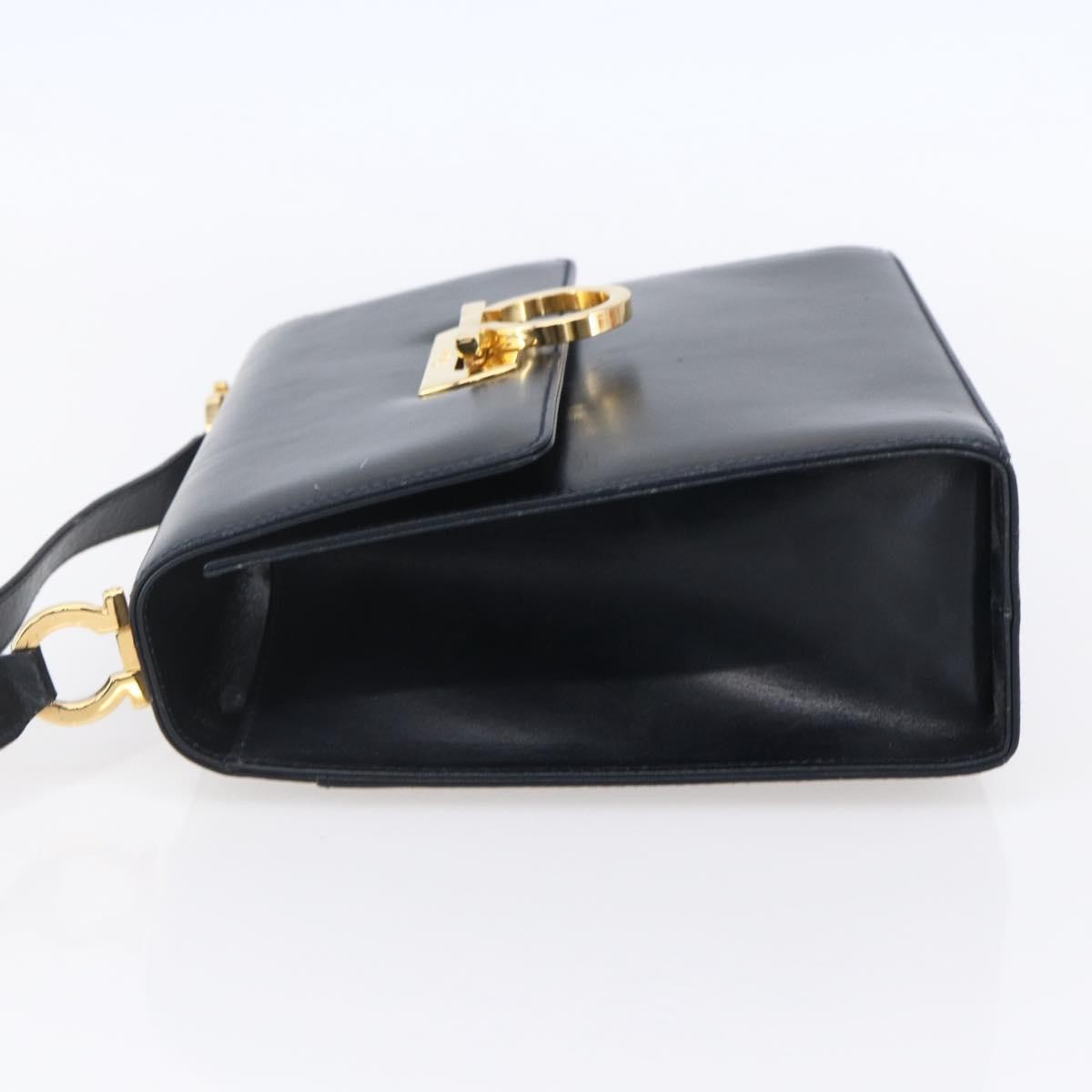 Salvatore Ferragamo Gancini Leather Navy Leather Shoulder Bag Bag (Pre-Owned)
