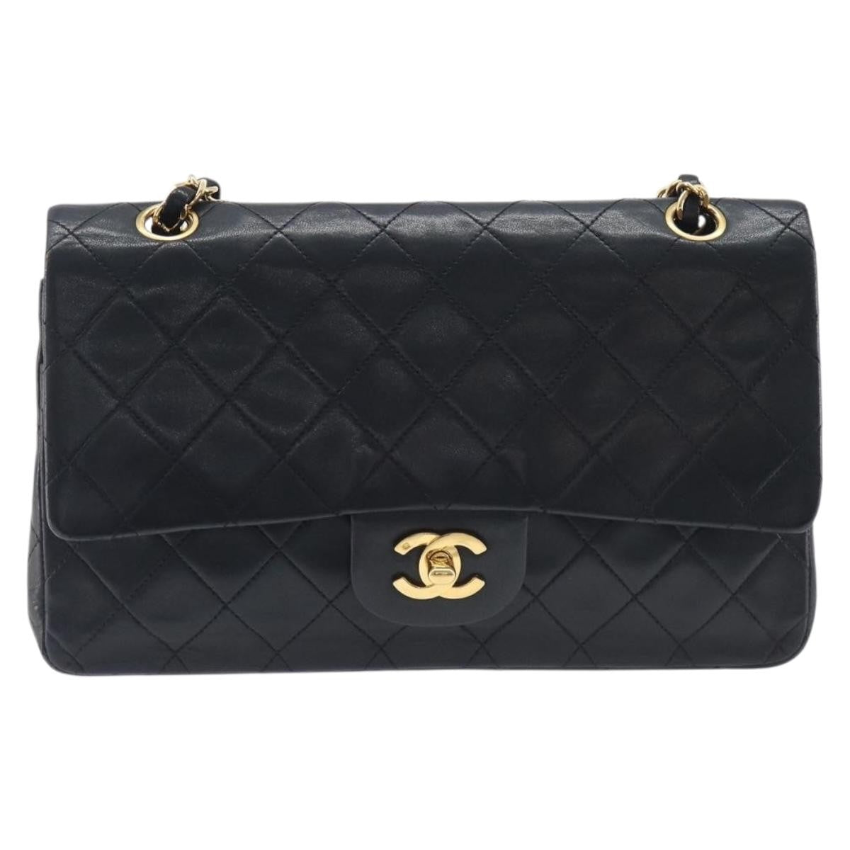 Chanel Timeless - Classic Double Flap Leather Black Leather Handbag (Pre-Owned)