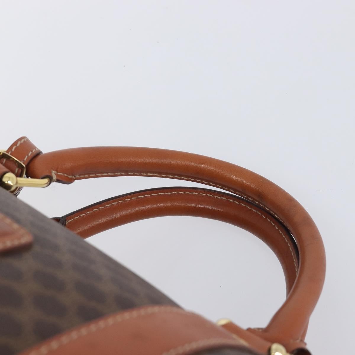 Celine Vintage Duffle Macadam Coated Canvas Brown Canvas Handbag (Pre-Owned)