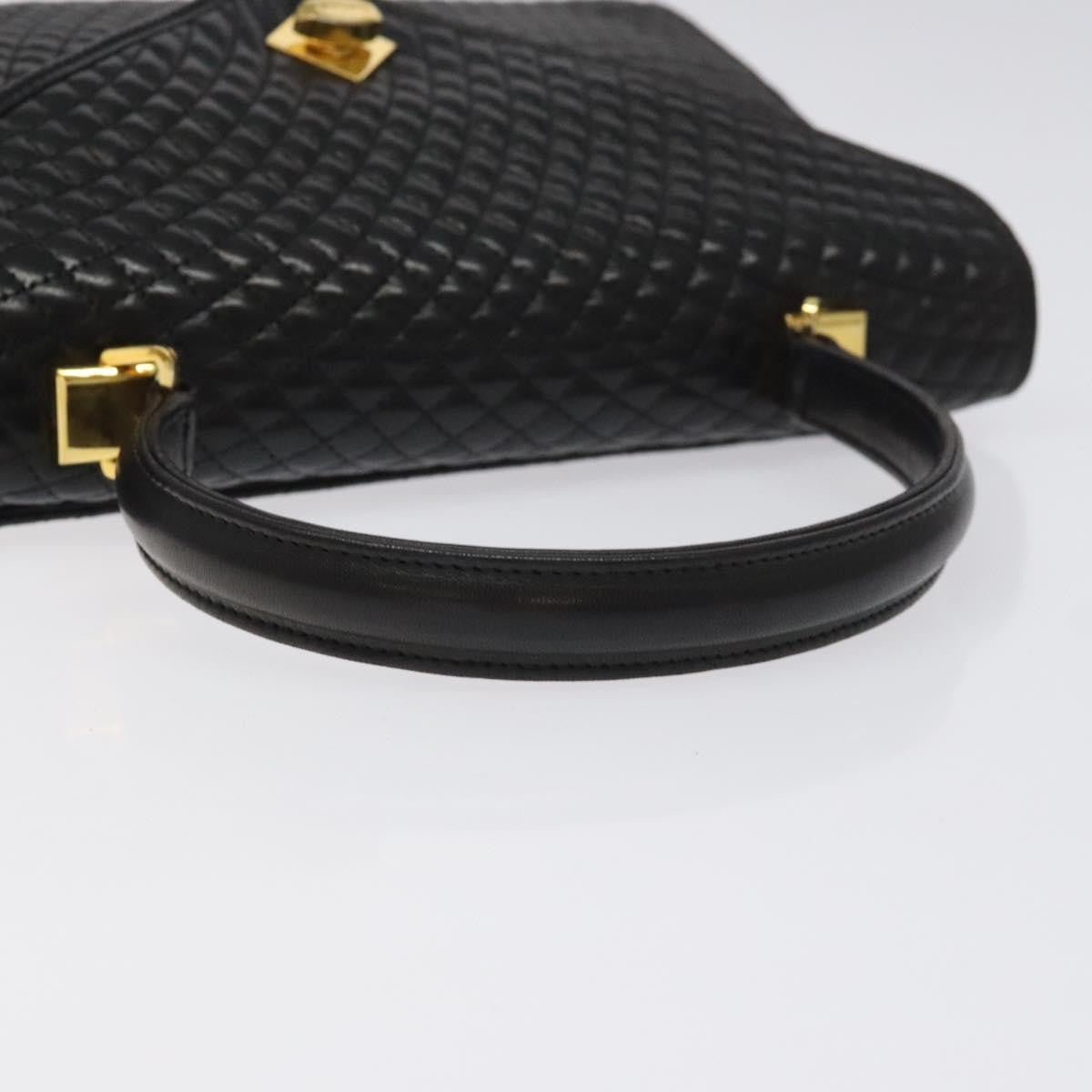 Bally Vintage Quilted Leather Black Leather Handbag (Pre-Owned)
