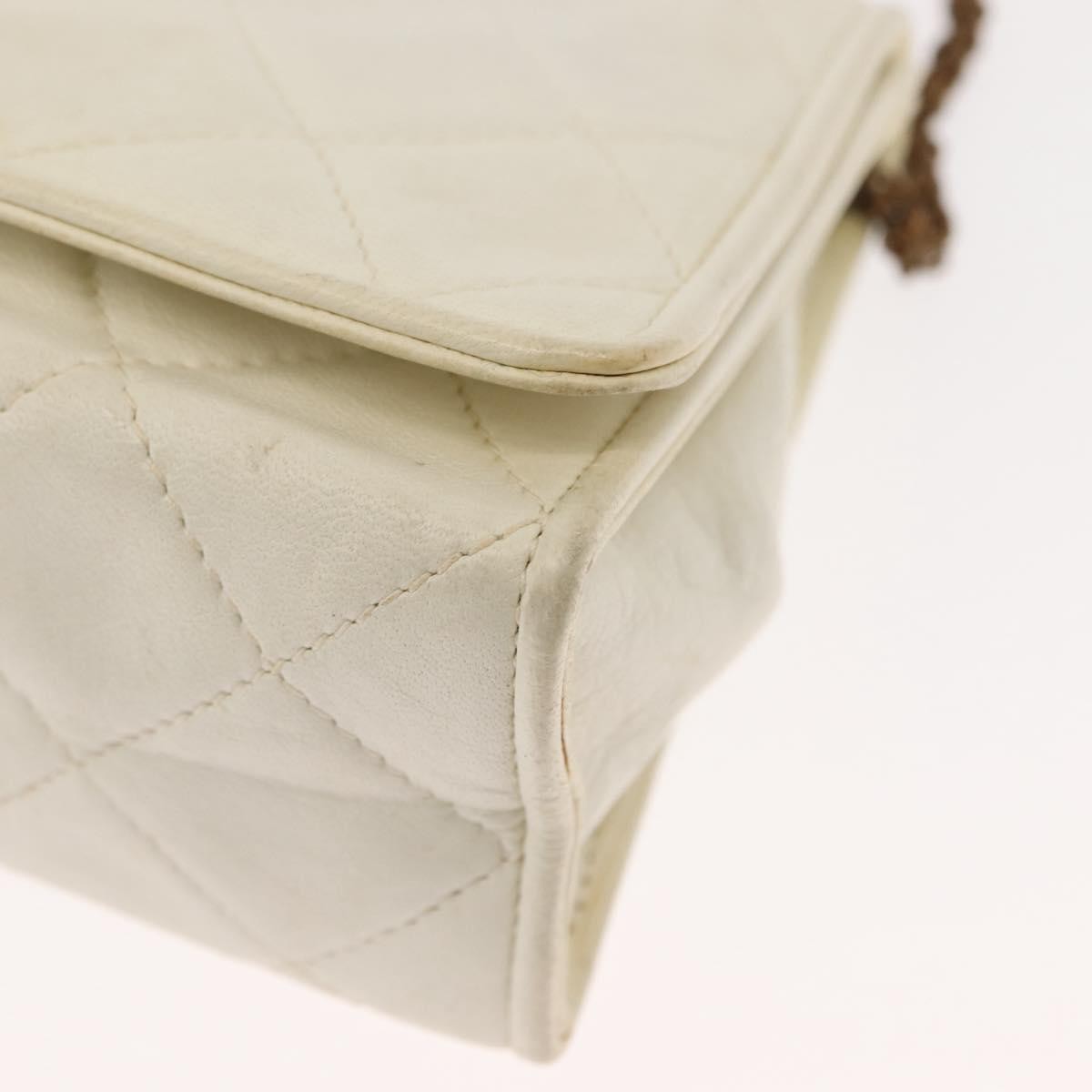 Chanel Full Flap Wallet On Chain Quilted Lambskin White Leather Clutche & Pouche Bag (Pre-Owned)